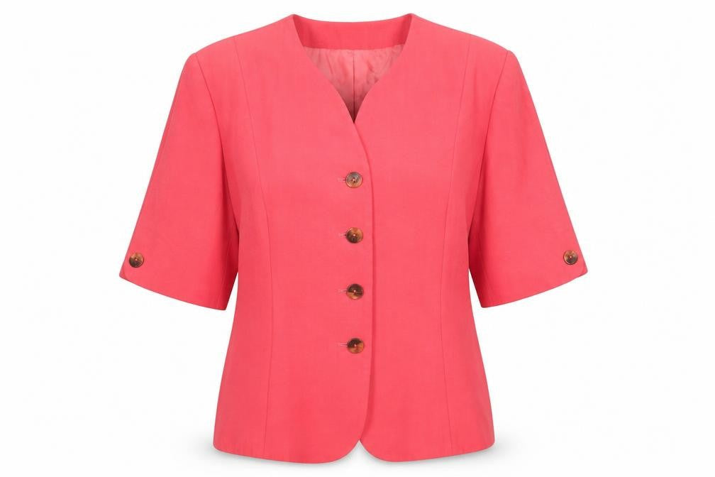 Viyella Women's Pink Blazer UK 16 Short Sleeve
