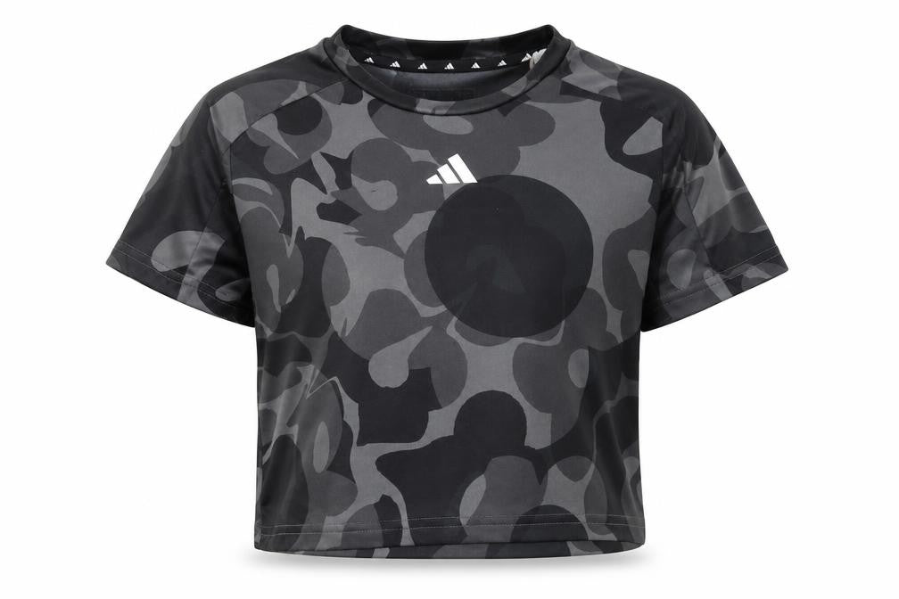 Adidas Girls' Black Camouflage Cropped T-Shirt 11-12