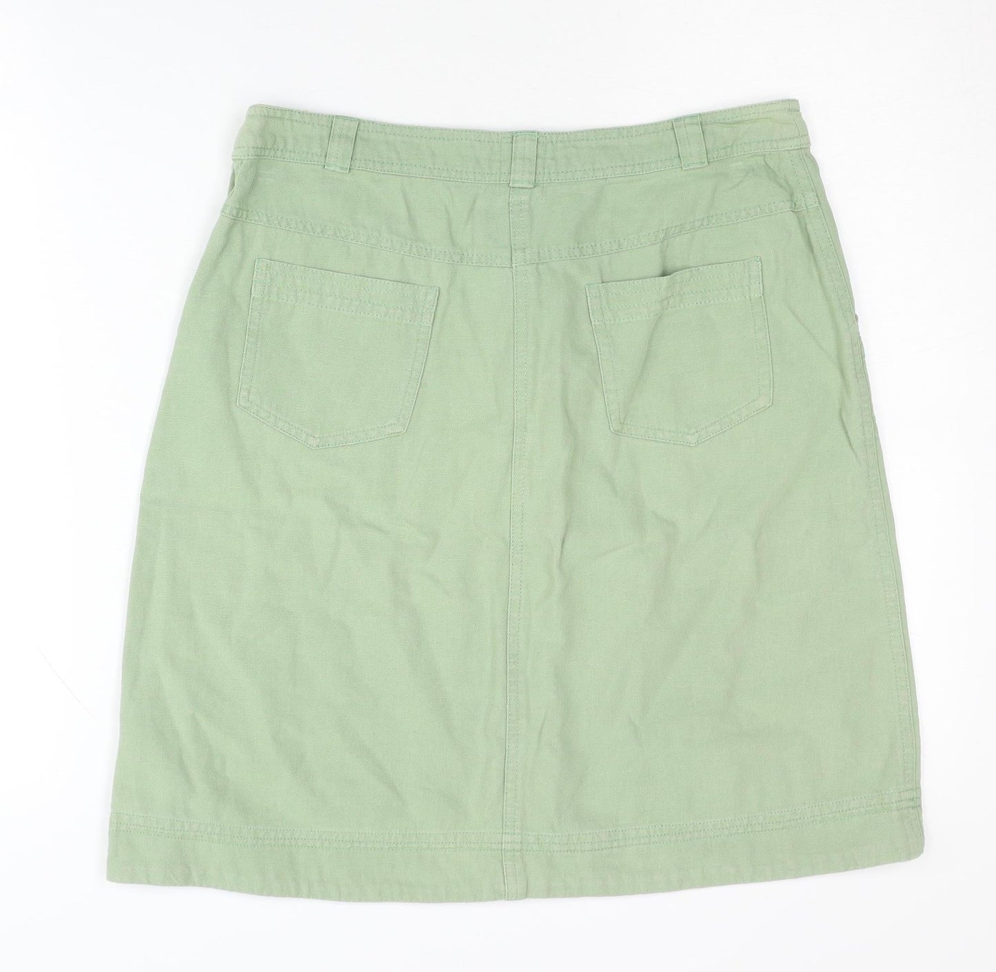 Mantaray Women's Green Cotton Skirt, Size 10, Pockets