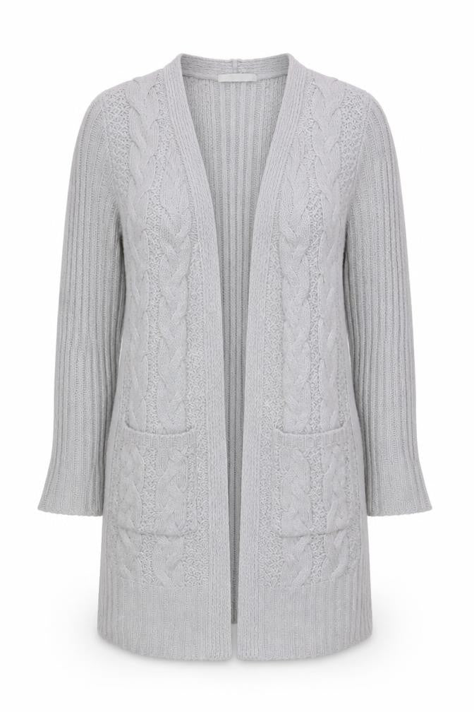 Oasis Women Grey Open Front Cardigan M Knit Acrylic Nylon