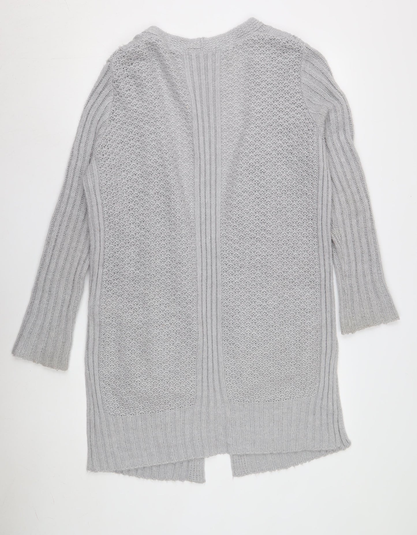 Oasis Women Grey Open Front Cardigan M Knit Acrylic Nylon
