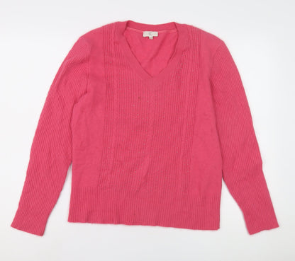 Country Casuals Women's Pink Angora Nylon Beaded Pullover Jumper Size 8