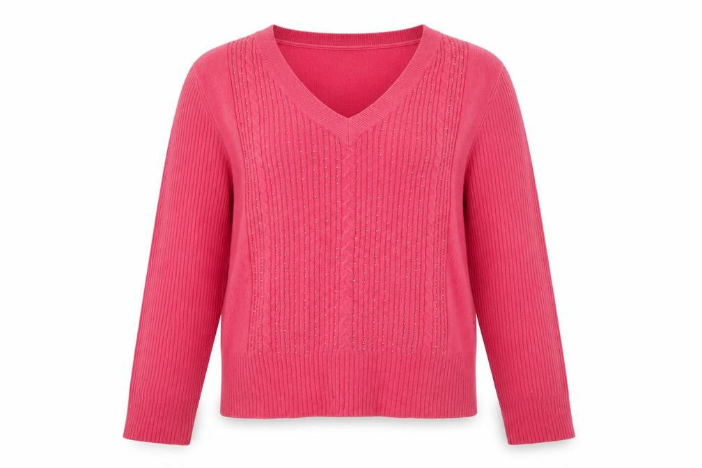 Country Casuals Women's Pink Angora Nylon Beaded Pullover Jumper Size 8