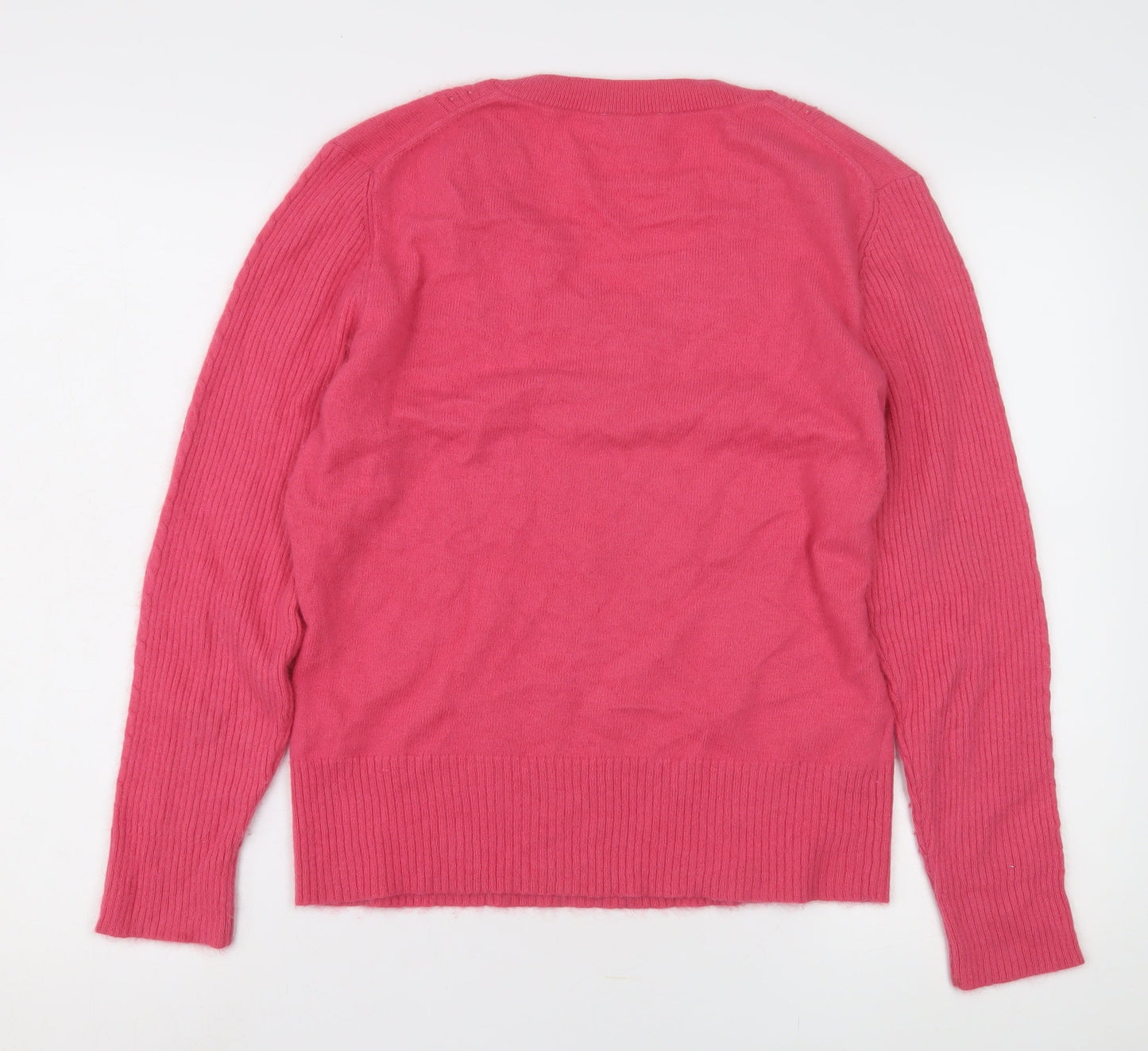 CC Women's Pink Angora Nylon Beaded Pullover Jumper Size 8