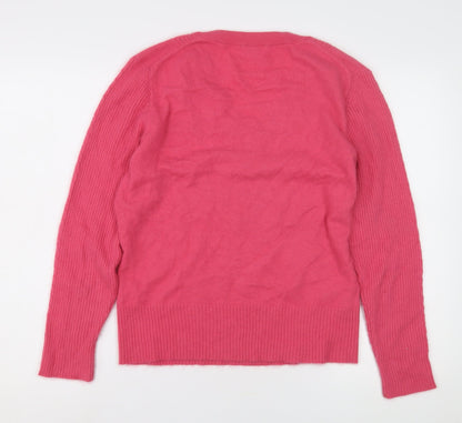 Country Casuals Women's Pink Angora Nylon Beaded Pullover Jumper Size 8