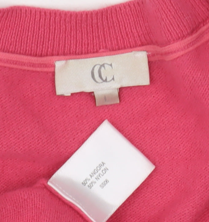 CC Women's Pink Angora Nylon Beaded Pullover Jumper Size 8