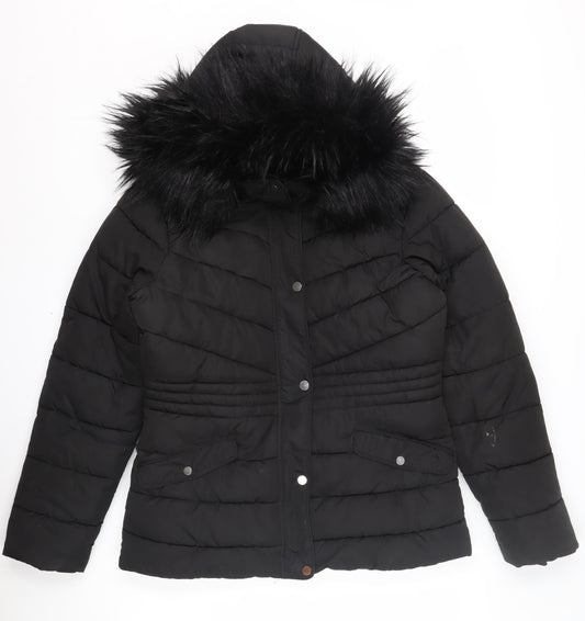 New Look Women's Black Puffer Jacket Size 12