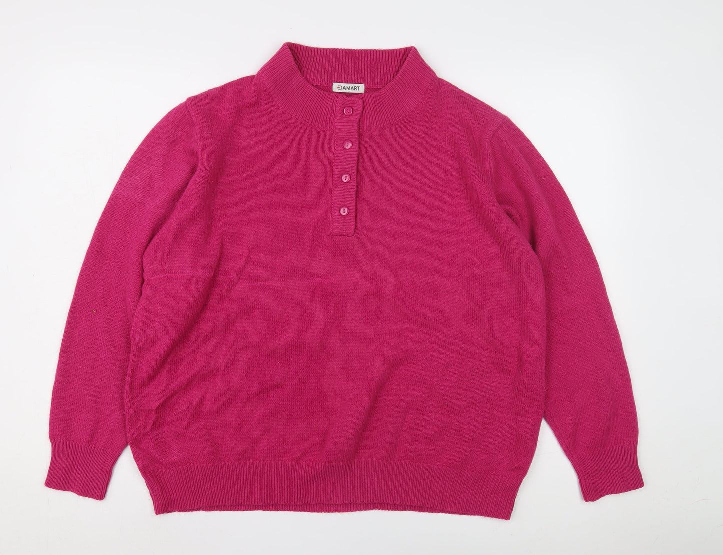Damart Women's Pink Henley Jumper L