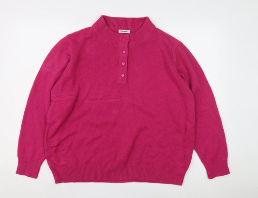 Damart Women's Pink Henley Jumper L