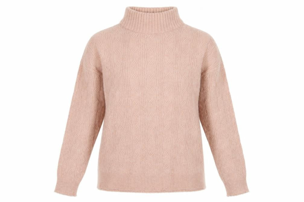 Pieces Women's Pink Cable-Knit Pullover Jumper XS