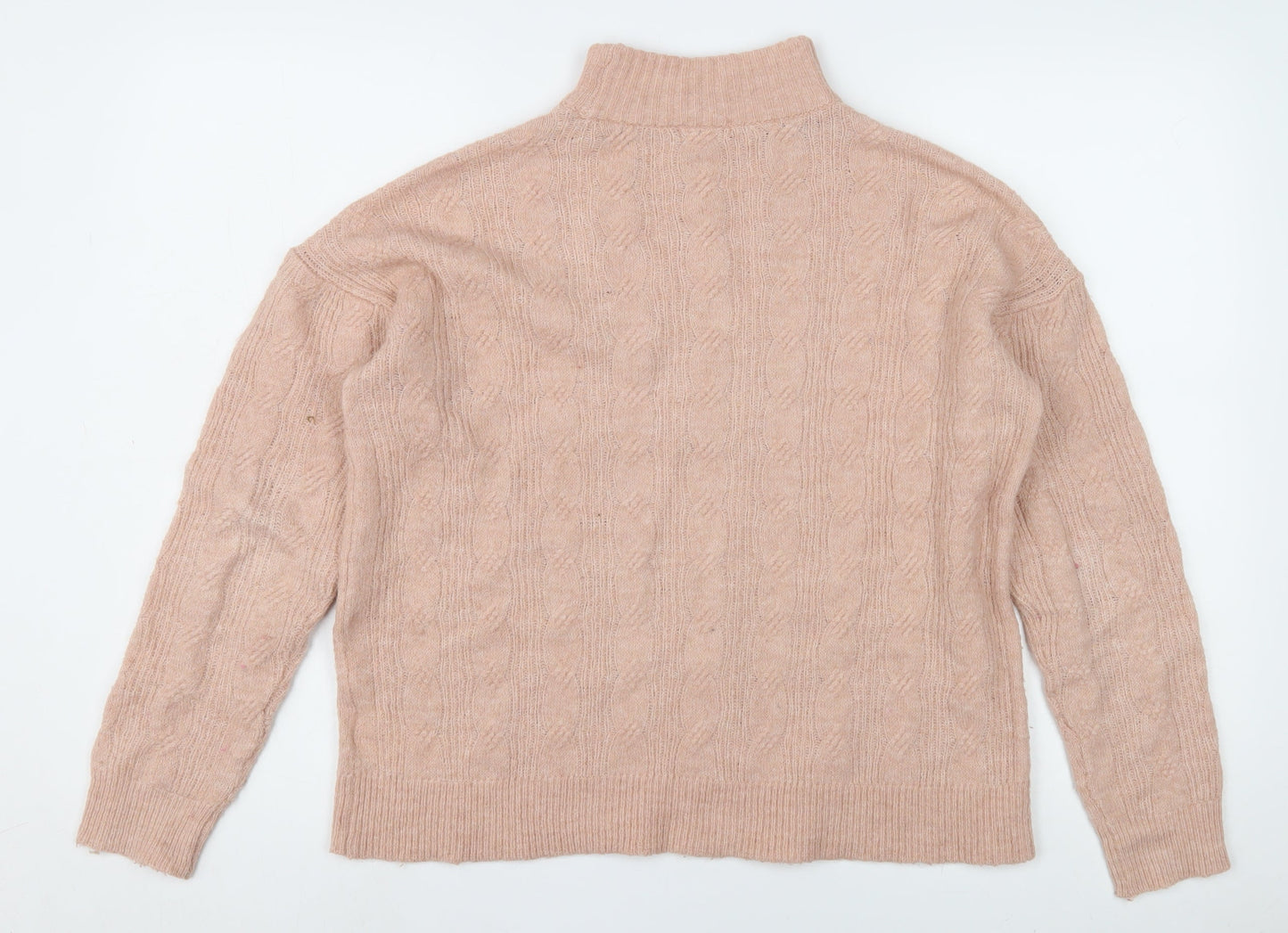 Pieces Women's Pink Cable-Knit Pullover Jumper XS