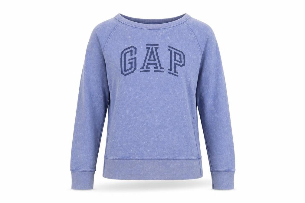 Gap Women Blue Sweatshirt, Graphic Print, Size S