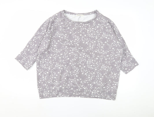 WoolOvers Women's Grey Star Pyjama Top M 3/4 Sleeve