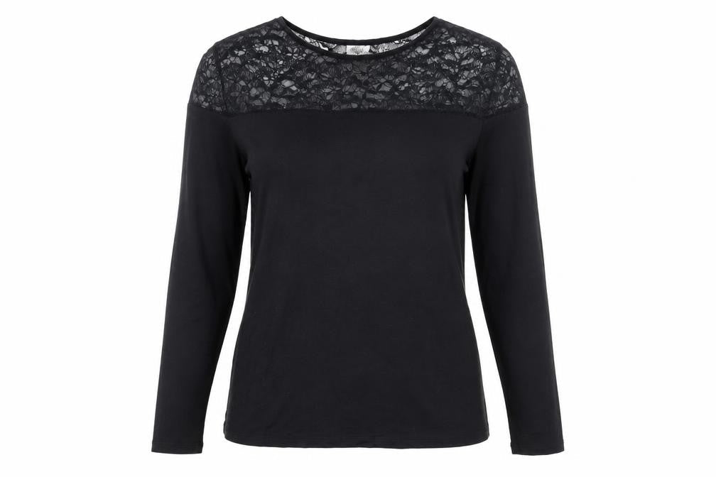 Women's Black Long Sleeve Lace Blouse - Medium