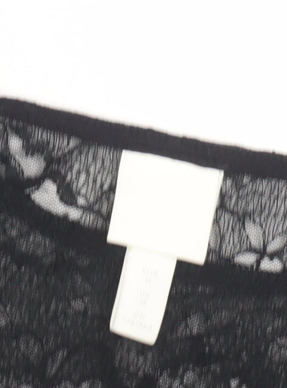 Women's Black Long Sleeve Lace Blouse - Medium