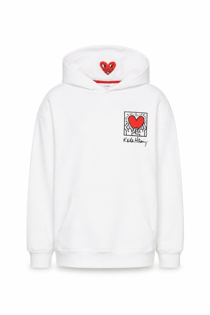 Keith Haring Unisex Kids White Pullover Hoodie 14-15 Years