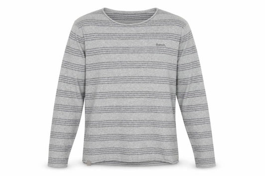 Bench Men's Grey Striped Long Sleeve Shirt L