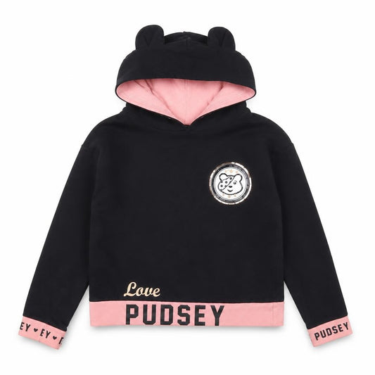 George Girls Black Pullover Hoodie 8-9 Years Graphic Print