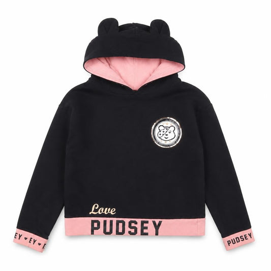 George Girls Black Pullover Hoodie 8-9 Years Graphic Print