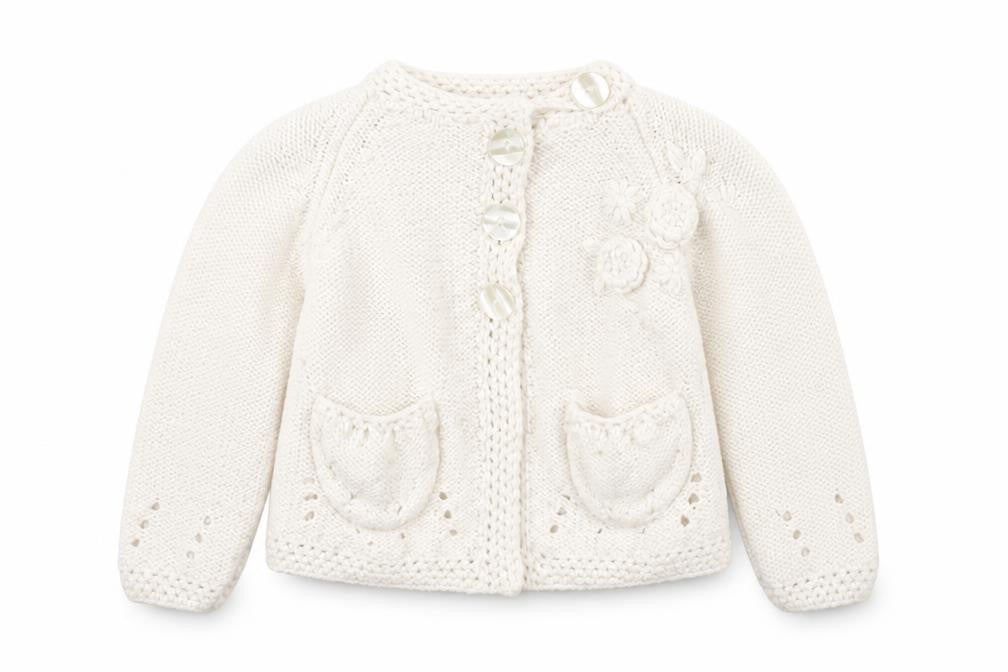 Mayern Unisex Ivory Cardigan 6-9M with Button Closure