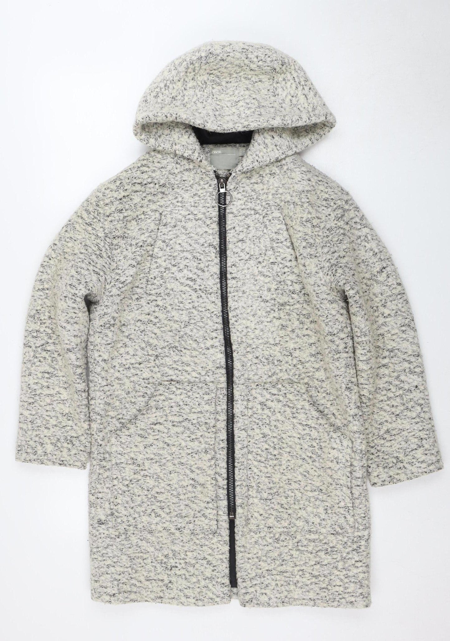 ASOS Women's Grey Hooded Long Sleeve Jacket Size 8