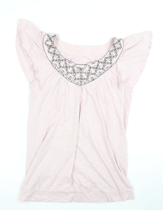 Rocha.John Rocha Women's Pink Embroidered Blouse, Size 14