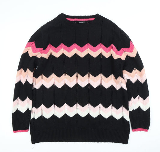 Roman Women's Black Pullover Jumper, Size 14, Geometric