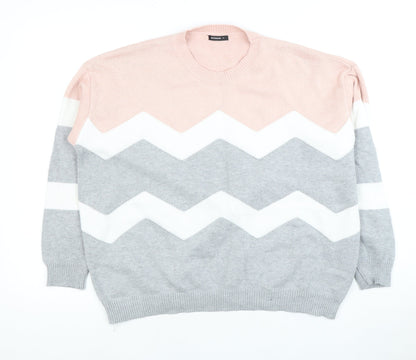 Additional front view of Roman Women's Pink Geometric jumper, size 14