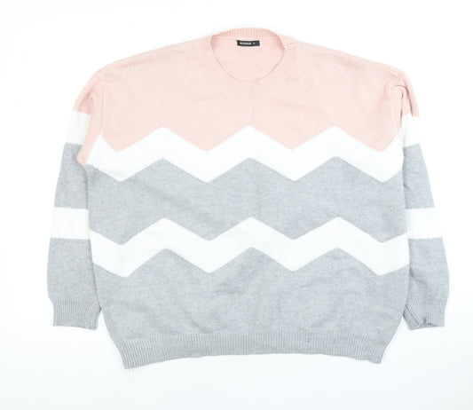 Roman Women's Pink Geometric Pullover Jumper Size 14