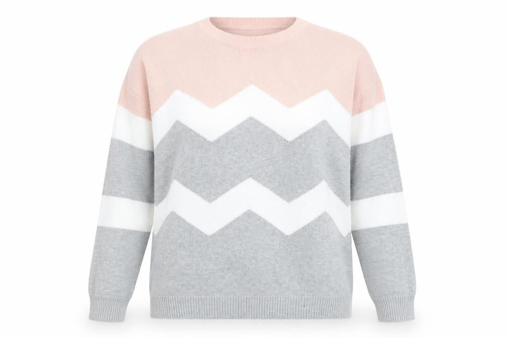 Roman Women's Pink Geometric Pullover Jumper Size 14