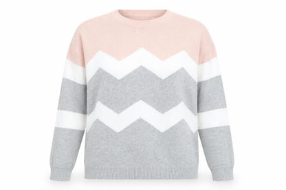 Front view of Roman Women's Pink Geometric jumper, size 14