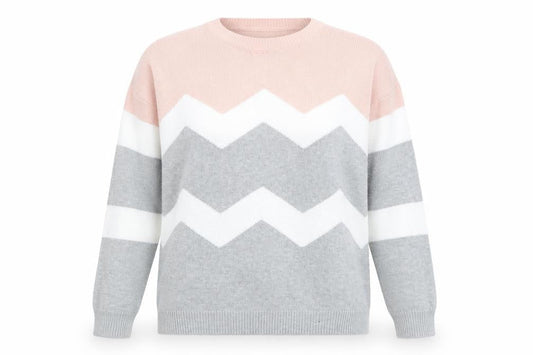 Front view of Roman Women's Pink Geometric jumper, size 14
