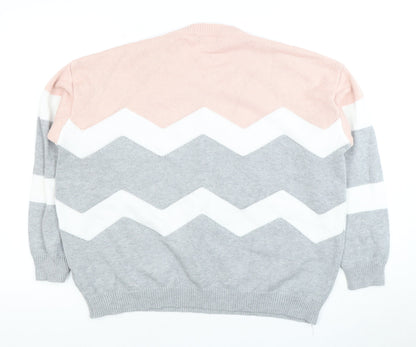 Back view of Roman Women's Pink Geometric jumper, size 14
