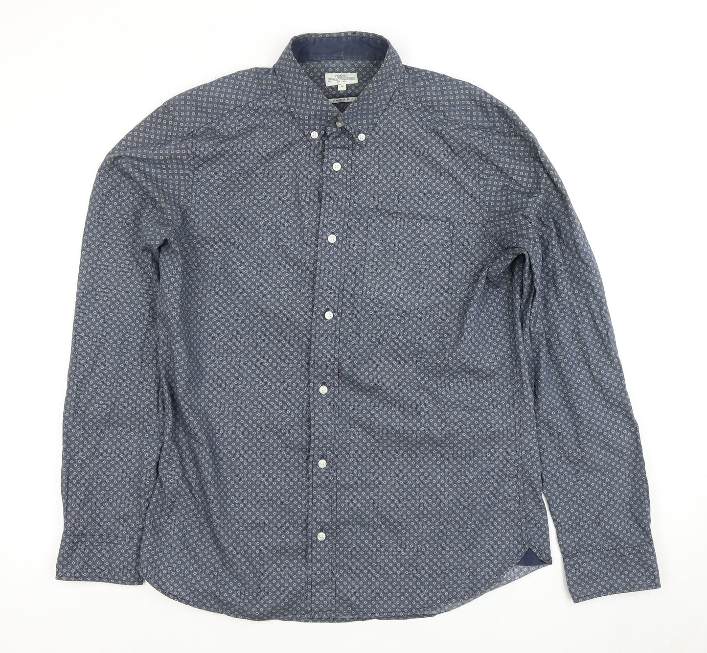 Next Men's Blue Geometric Medium Dress Shirt