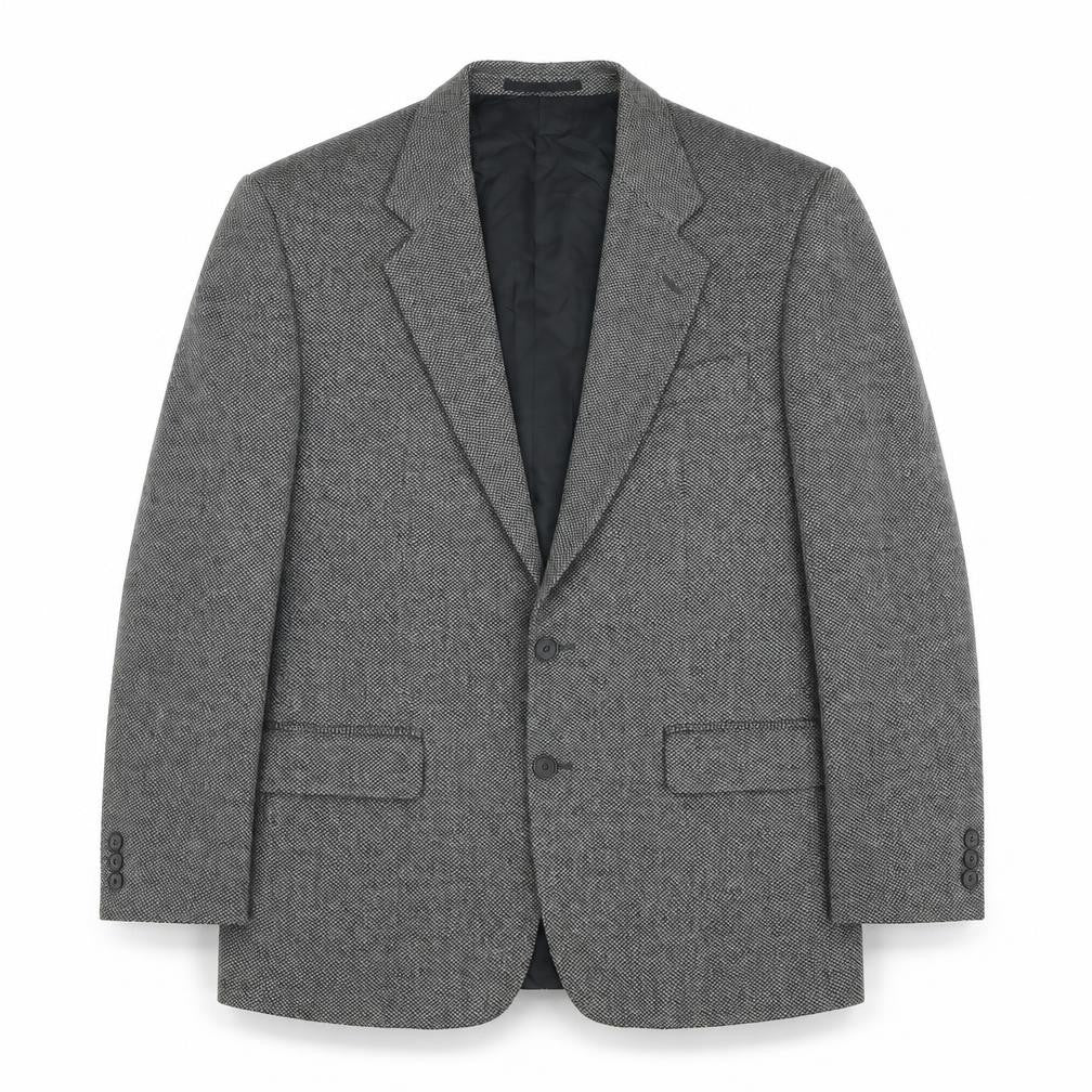 Vintage Men's Grey Wool Blazer 40 Short Herringbone