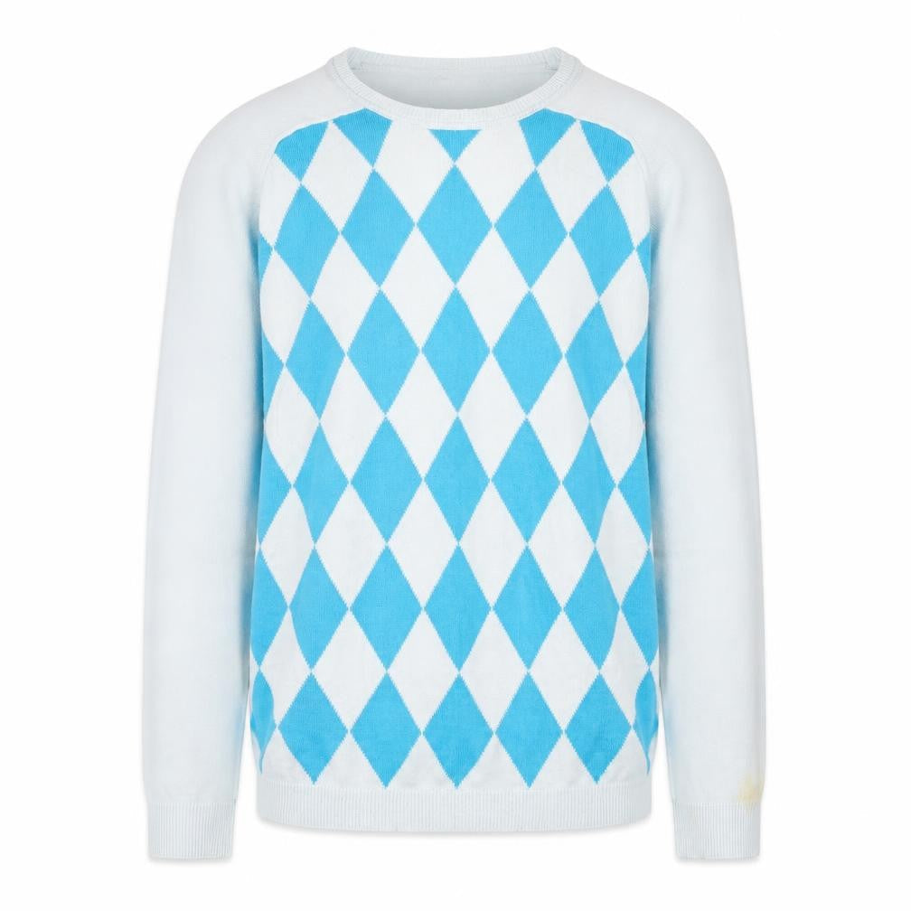 Pringle Men's Blue Argyle Pullover Jumper, Size S