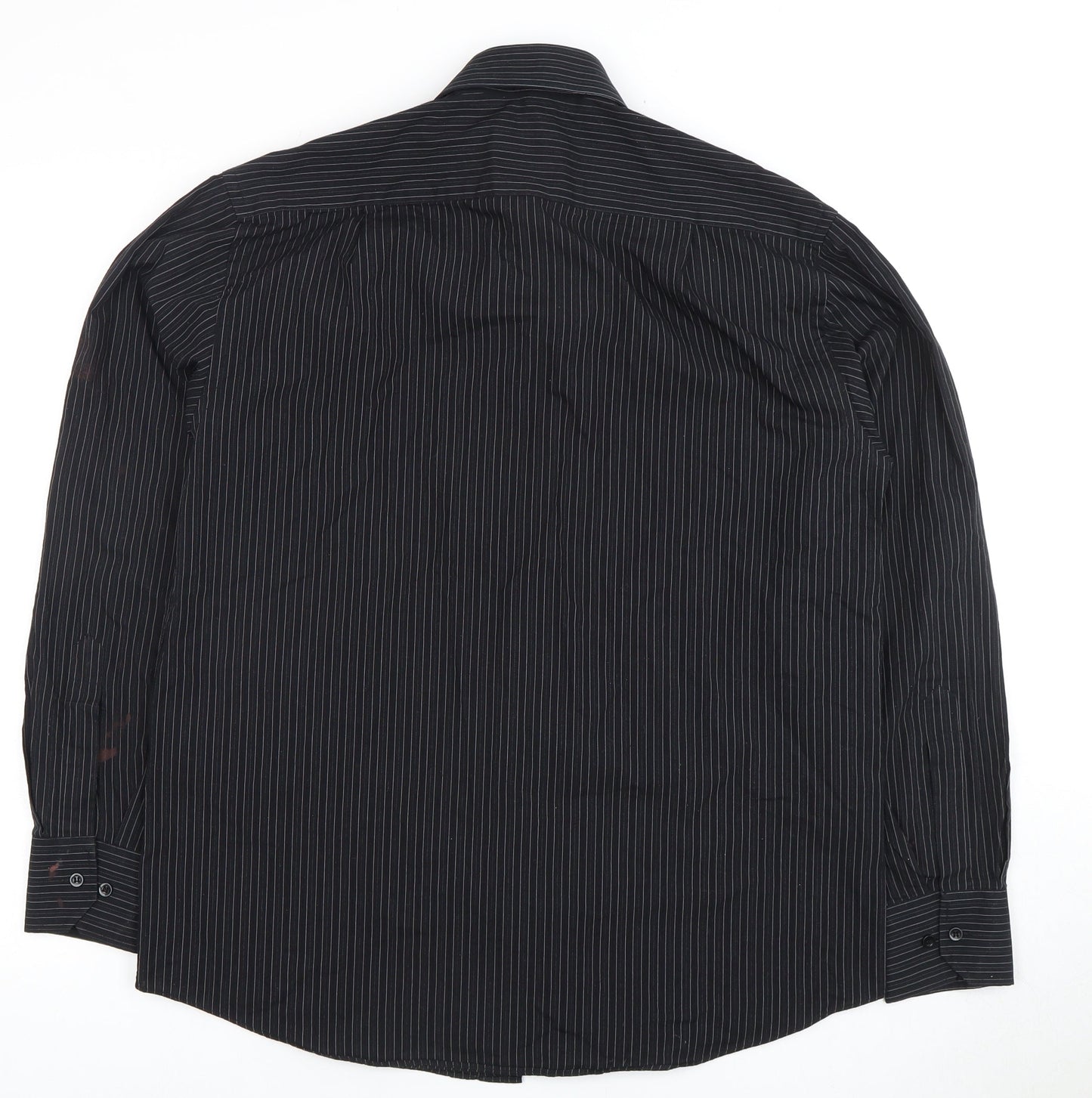 Jack Reid Men's Black Striped Dress Shirt 15.5 Long Sleeve