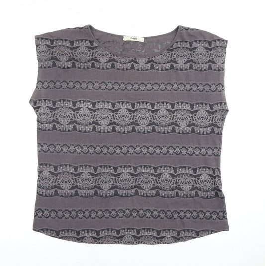 Oasis Women's Grey Geometric T-Shirt Size S