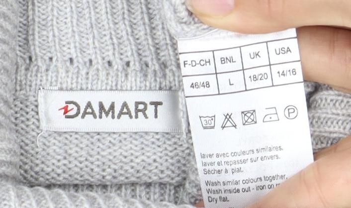 Damart Women's Grey Roll Neck Jumper Size 18