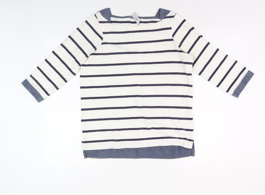 Next Women's White Striped Long Sleeve T-Shirt, Size 10