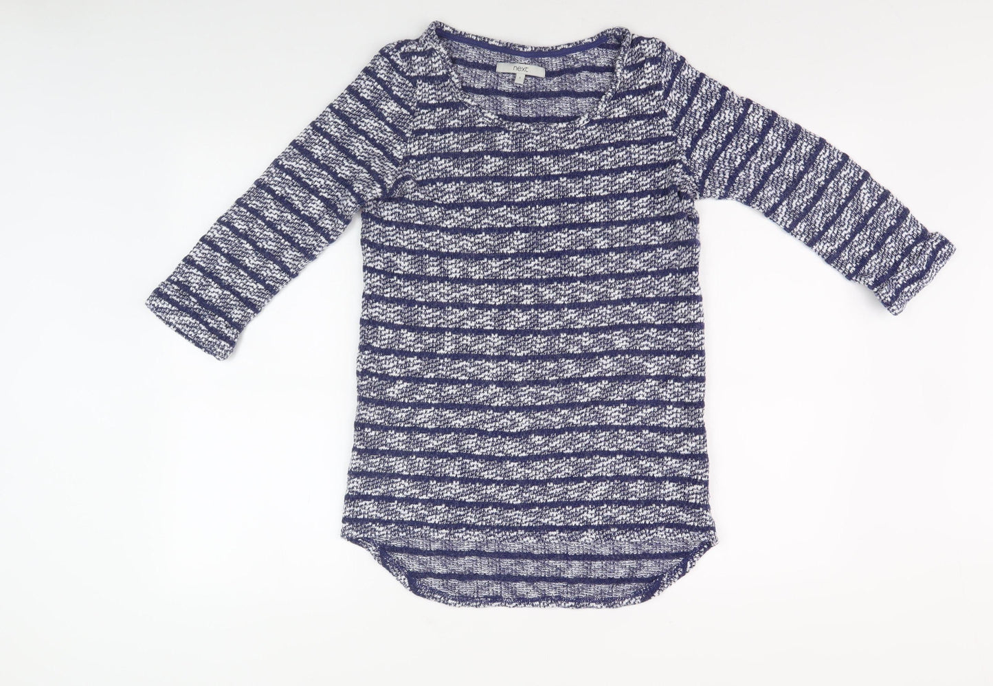 Next Women Blue Striped Top 3/4 Sleeve Size 8