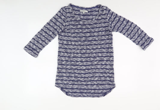 Next Women Blue Striped Top 3/4 Sleeve Size 8