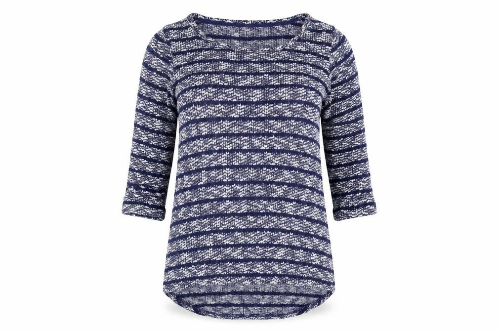 Next Women Blue Striped Top 3/4 Sleeve Size 8