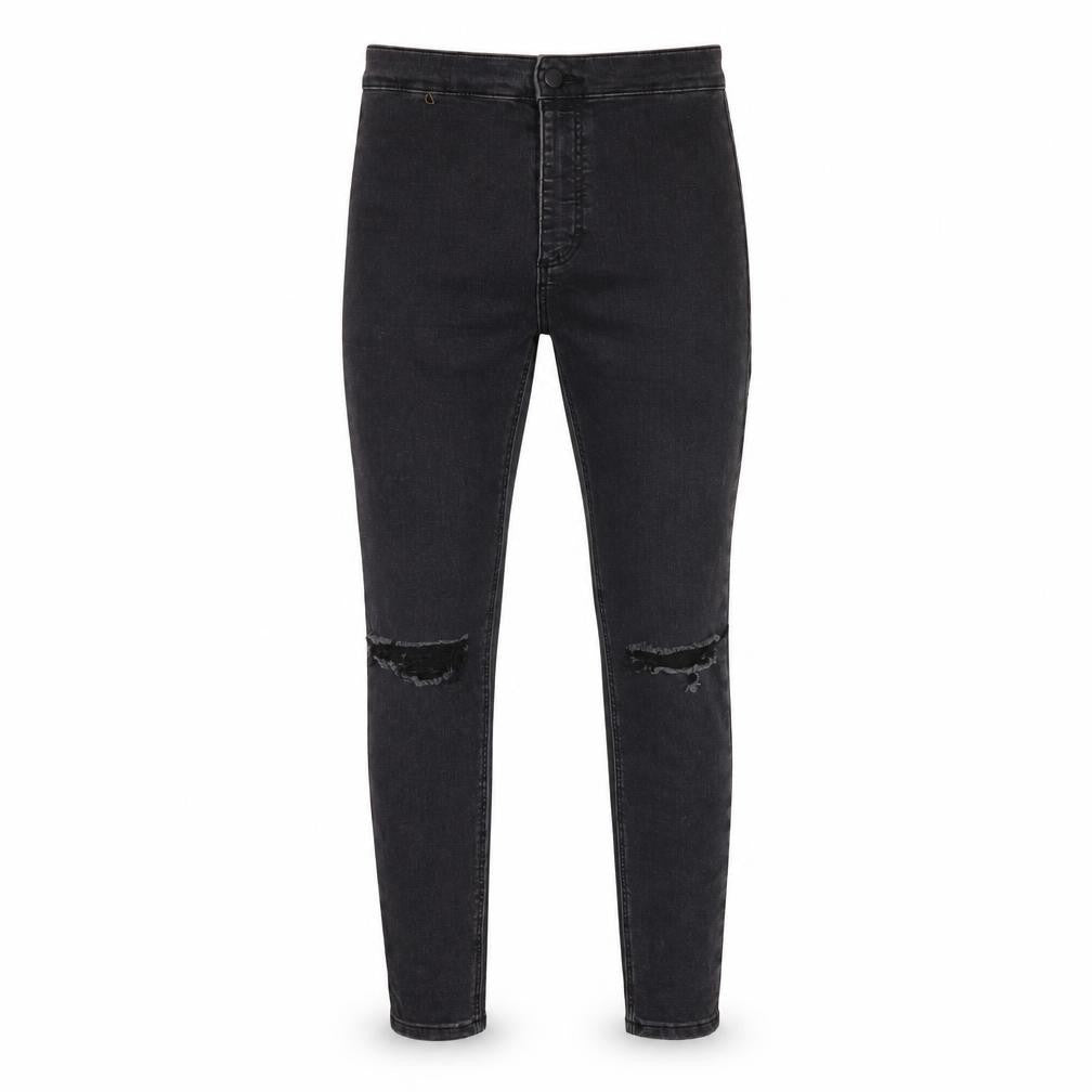 Topshop Black Skinny Distressed Jeans, 28 Waist, Unisex
