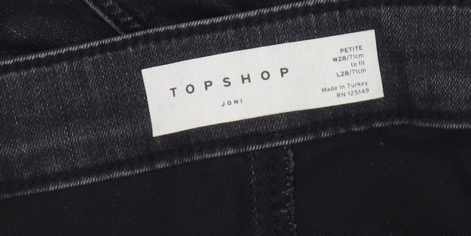 Topshop Black Skinny Distressed Jeans, 28 Waist, Unisex