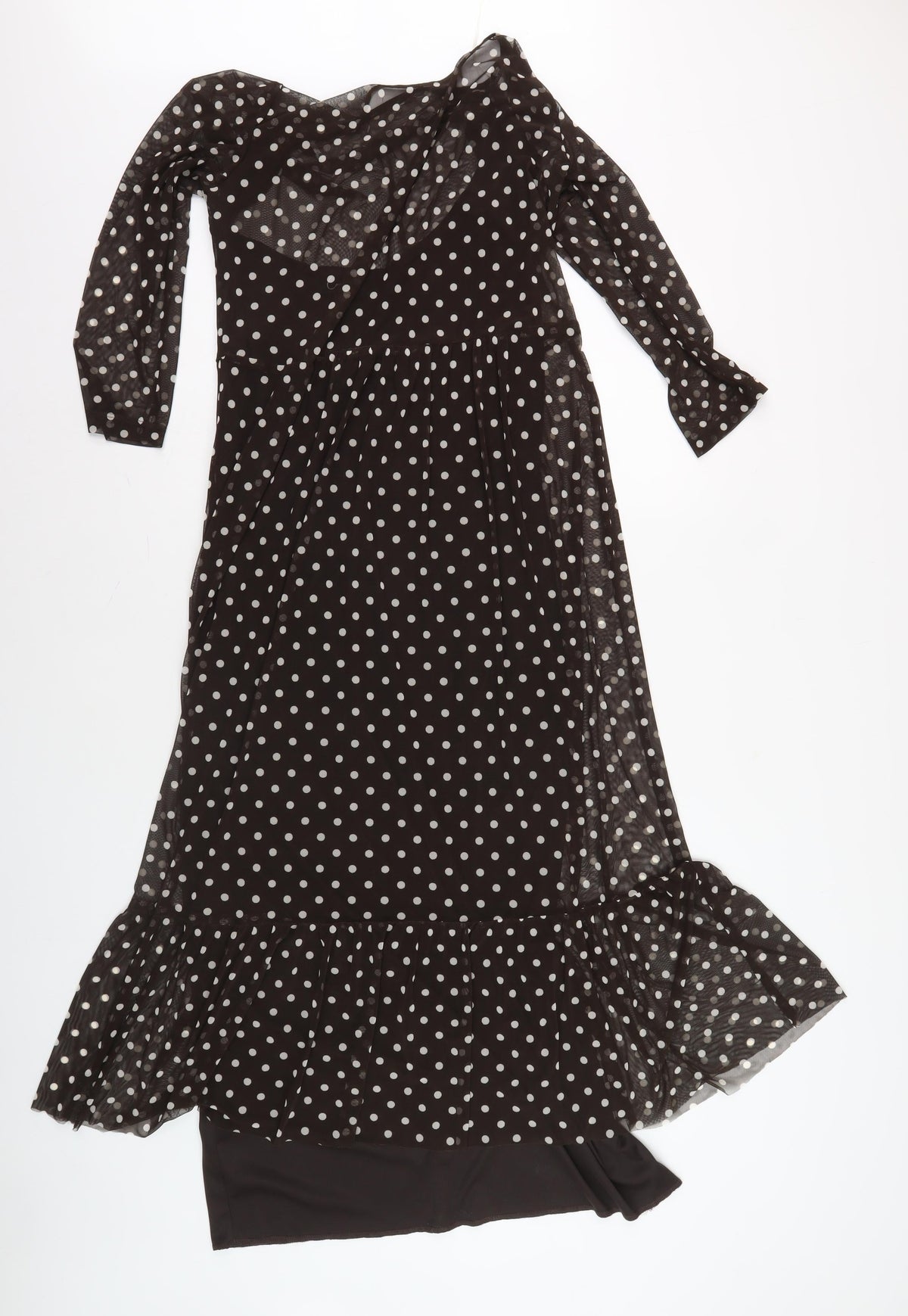 Connected Apparel Women's Black Polka Dot Dress 10