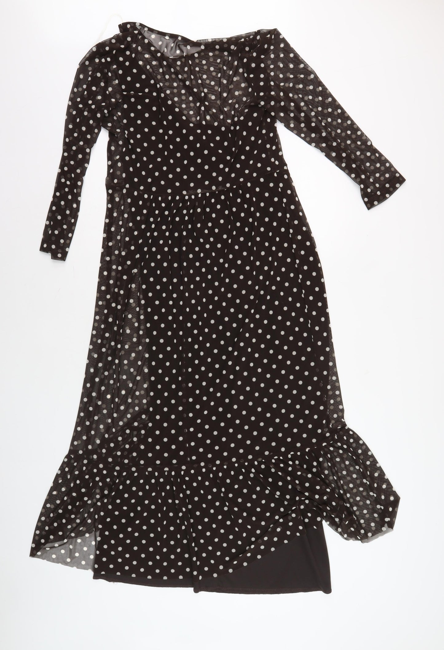 Connected Apparel Women's Black Polka Dot Dress 10