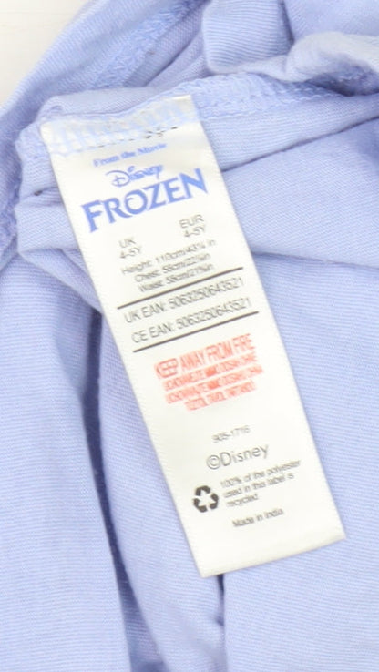 Close-up detail of Disney Frozen girls’ blue tank top 4-5 yrs