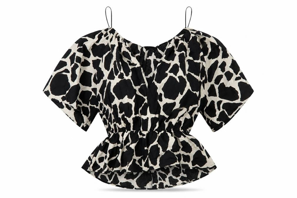 Zara Women's Black & White Cropped Blouse S