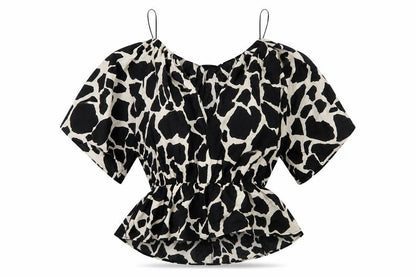 Zara Women's Black & White Cropped Blouse S
